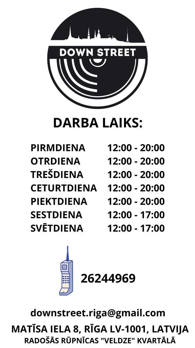Down Street mūzikas ierakstu veikala darba laiks